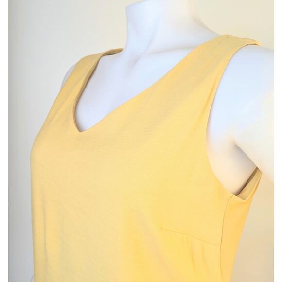 Frank Lyman Shift Dress Size 6 Yellow Sleeveless Tie Pockets Preppy Coastal - Picture 3 of 9